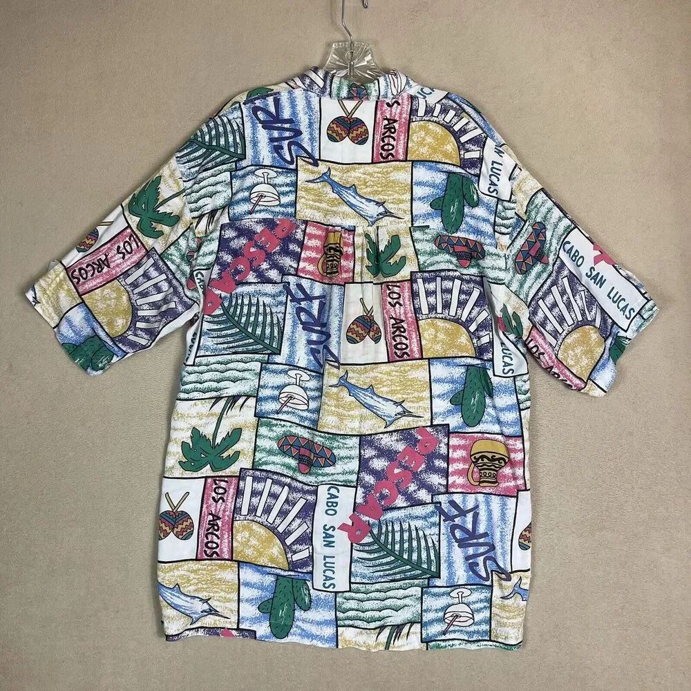 Bob and Dale Shirt Mens M Multicolor Cabo San Lucas‎ Summer Beach Print Vintage